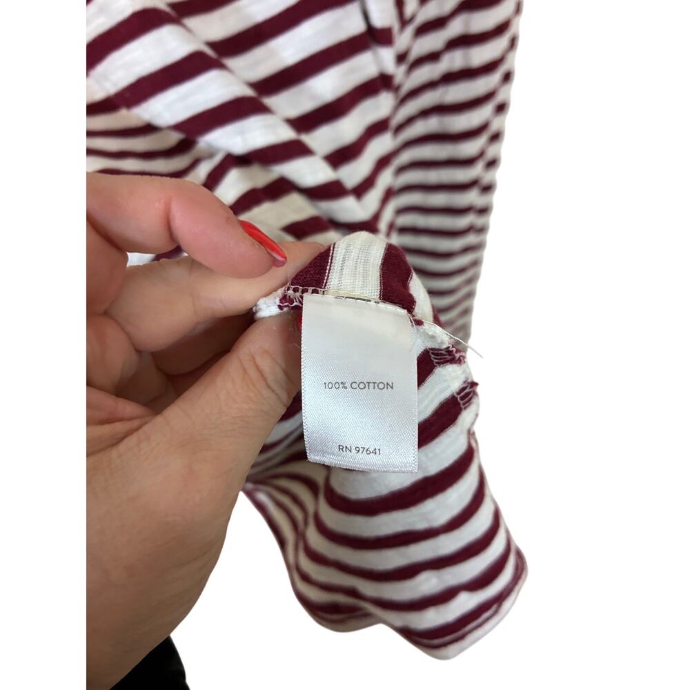 J.Jill Striped Boatneck Long Sleeve Tee in Burgundy White 2X Preppy Minimalist - Picture 3 of 4
